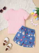 Summer Toddler Girls Casual Letter Print Short Sleeve T-Shirt And Shorts Set